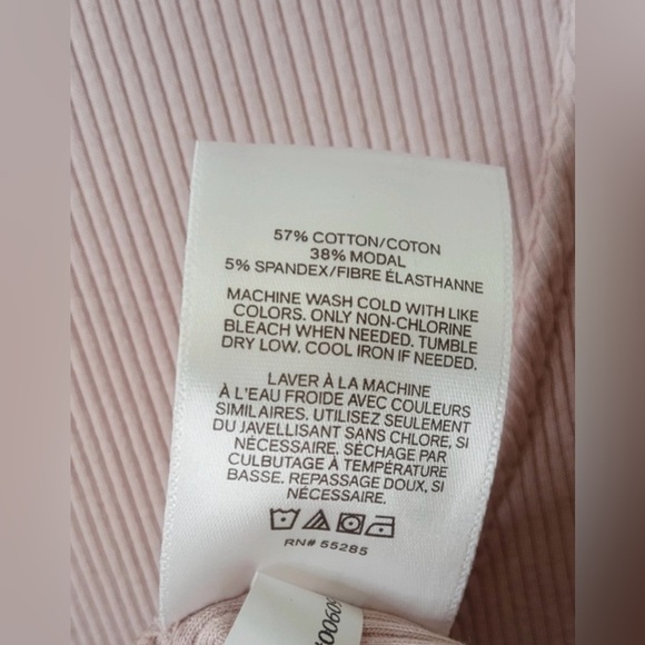 Express One Eleven Ribbed Wrap Tie Top XS Blush Pink Long Sleeve - Picture 11 of 11